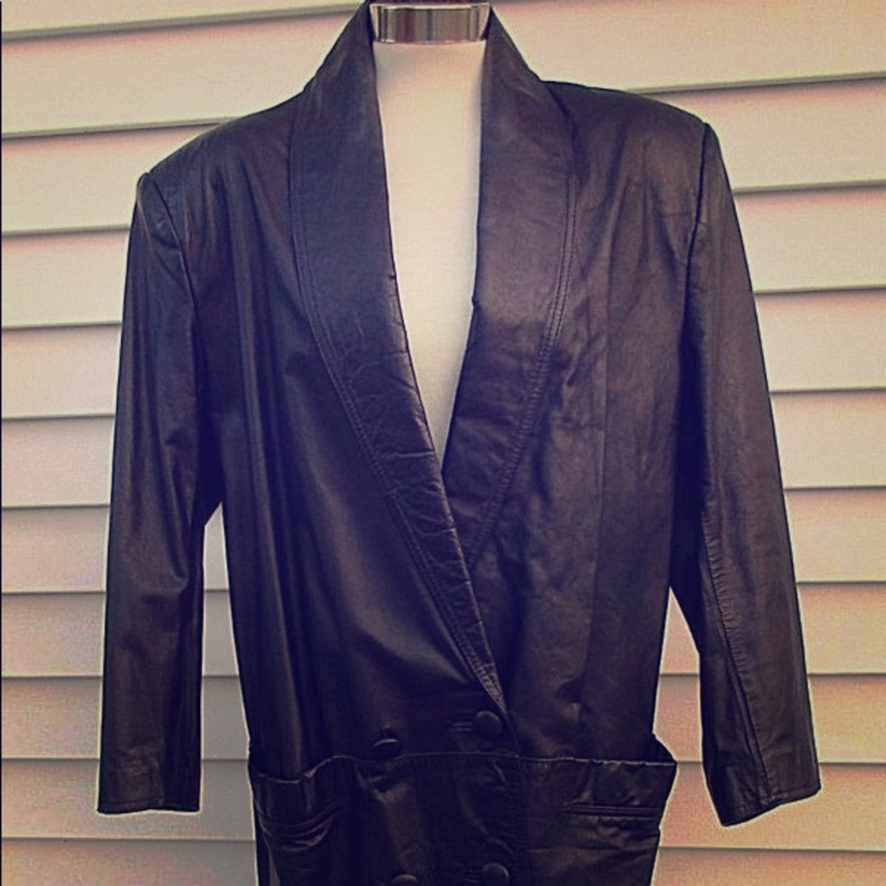 Global identity Genuine leather trench